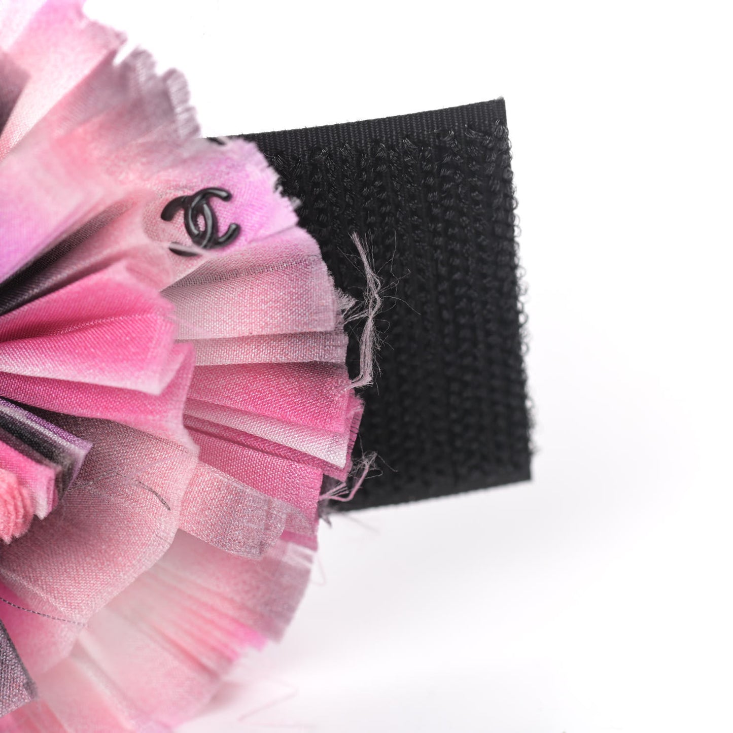 Silk Taffeta Camellia Brooch Pin Pink Black