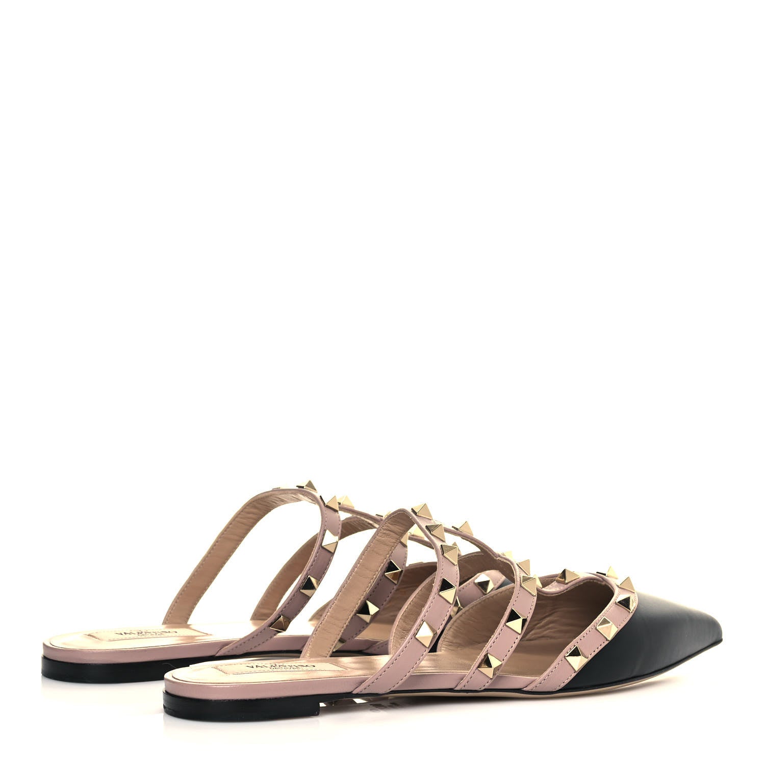 Valentino Garavani Rockstud Flat Cage Mules 38.5 Black Poudre 4 of 8