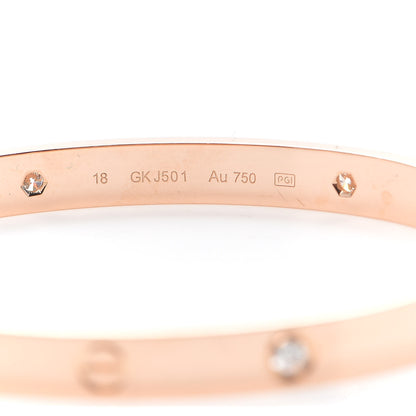 Cartier 18K Pink Gold 4 Diamond LOVE Bracelet 18 6 of 8