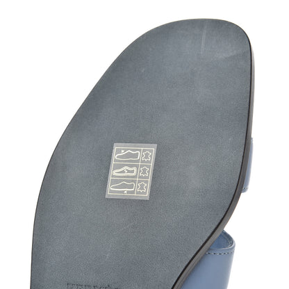 Hermes Box Calfskin Oran Sandals 37.5 Bleu Bleuet 9 of 12