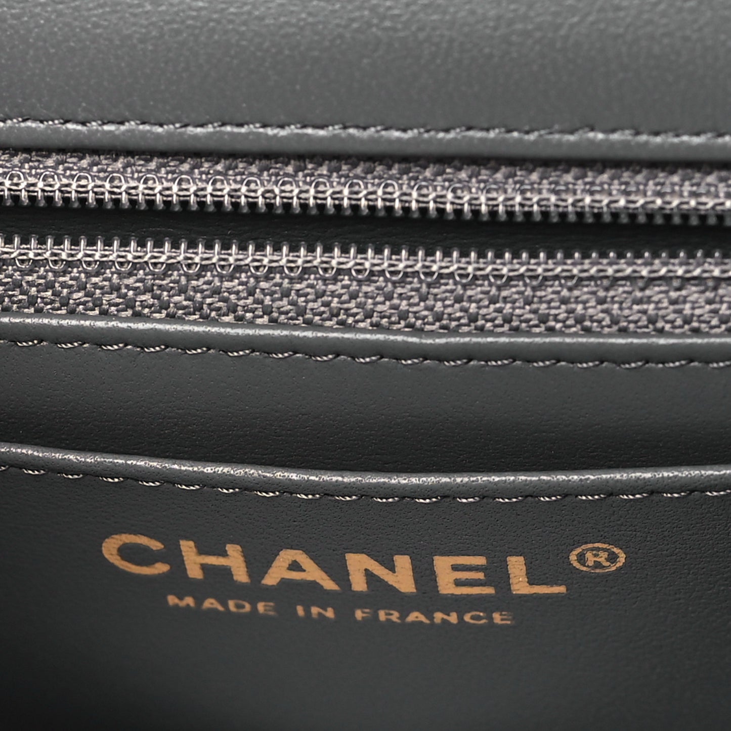 Lambskin Quilted Mini Rectangular Flap Dark Grey