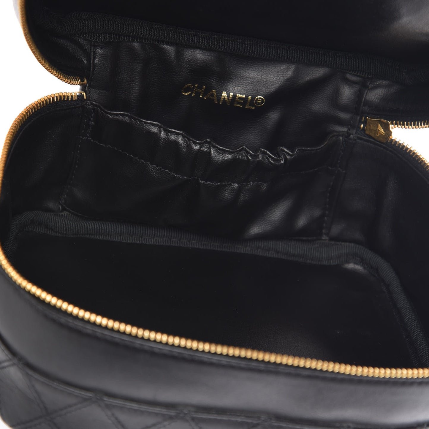 Lambskin Vanity Cosmetic Case Black