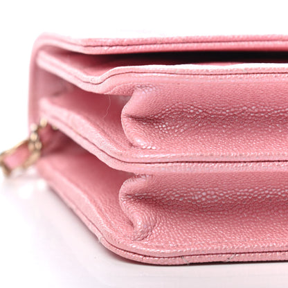 Chanel Iridescent Caviar Quilted Square Wallet On Chain WOC Rose Pink 16 of 19