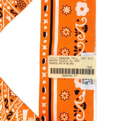 Hermes Silk Peuple Du Vent Bandana Twilly Orange Noir Blanc 3 of 6