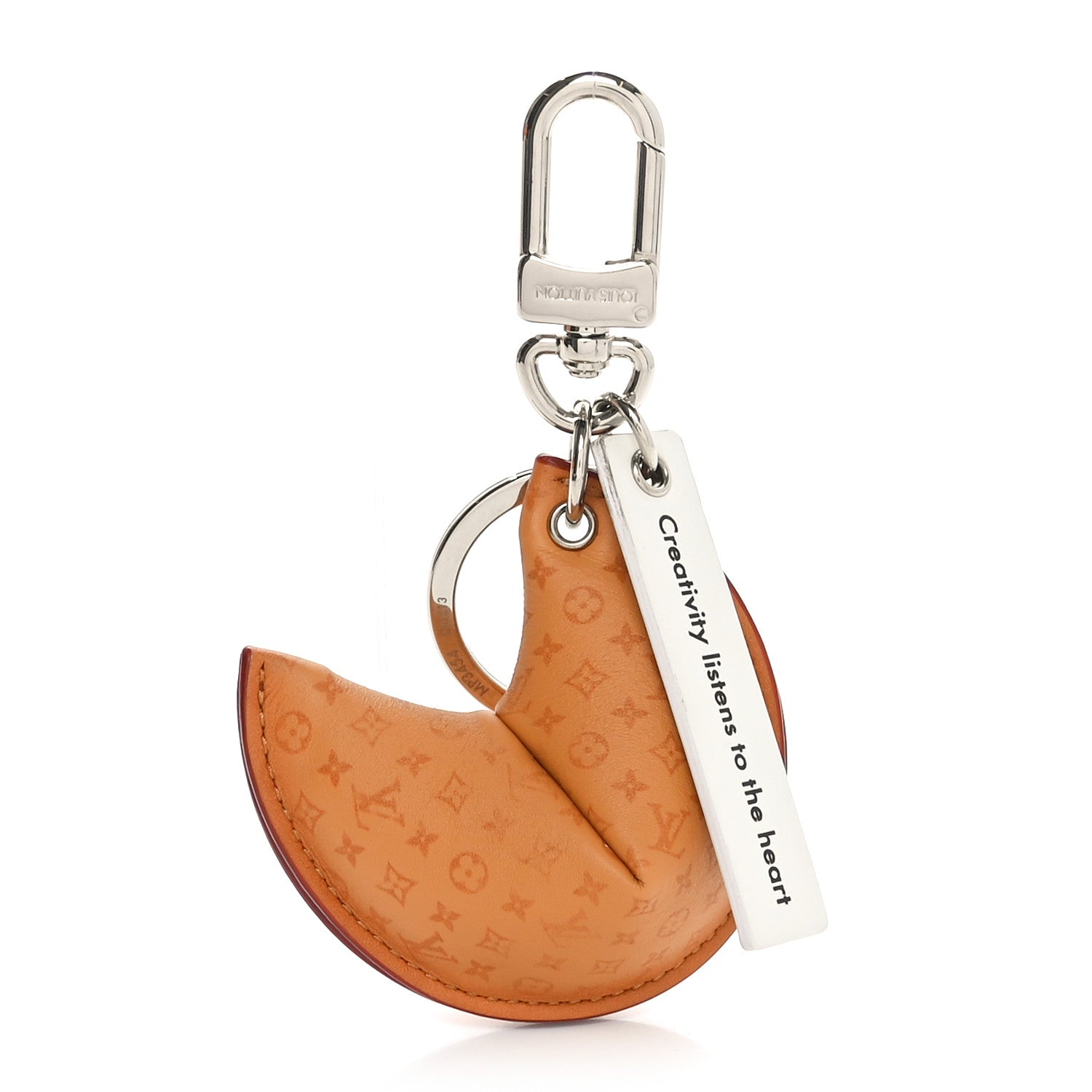 Louis Vuitton Calfskin Monogram Printed LV Fortune Cookie Bag Charm Key Holder Brown 1 of 6
