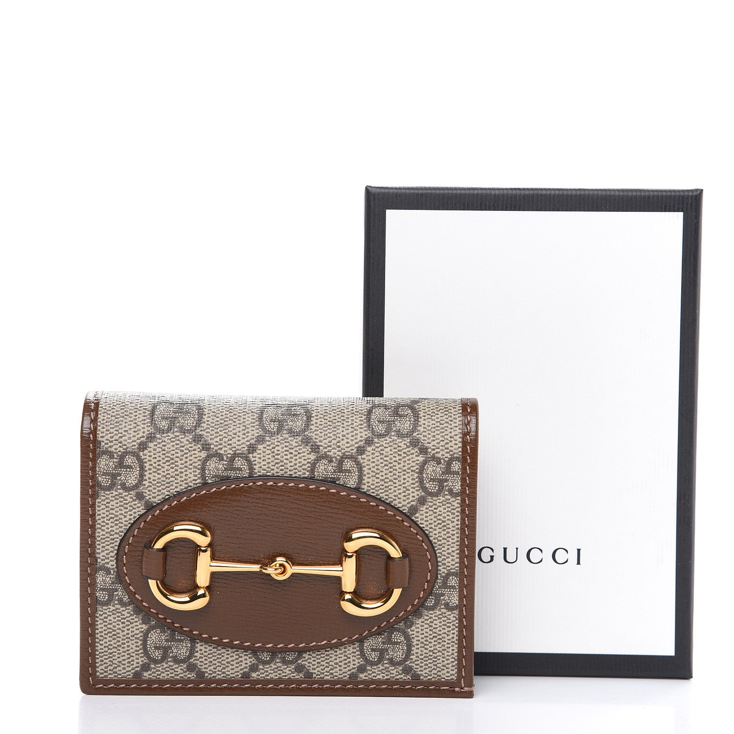 Gucci GG Supreme Monogram Horsebit 1955 Card Case Wallet Beige Ebony Brown Sugar 7 of 7