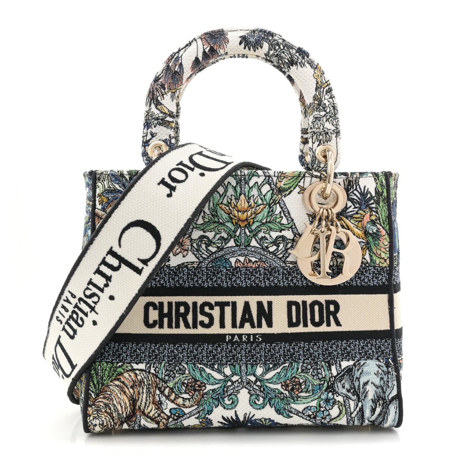 Christian Dior Canvas Embroidered Etoile de Voyage Medium Lady D-Lite Multicolor 1 of 12