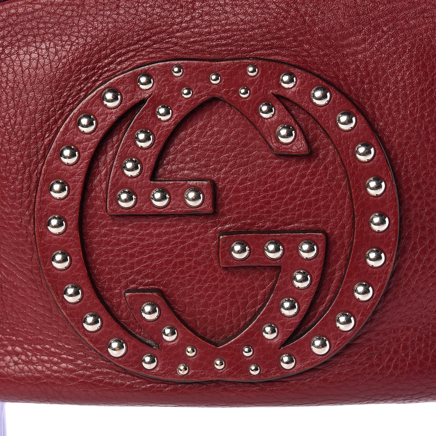 Pebbled Calfskin Studded Small Soho Disco Bag Soft Burgundy
