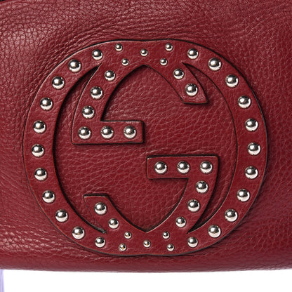 Gucci Pebbled Calfskin Studded Small Soho Disco Bag Soft Burgundy 10 of 14