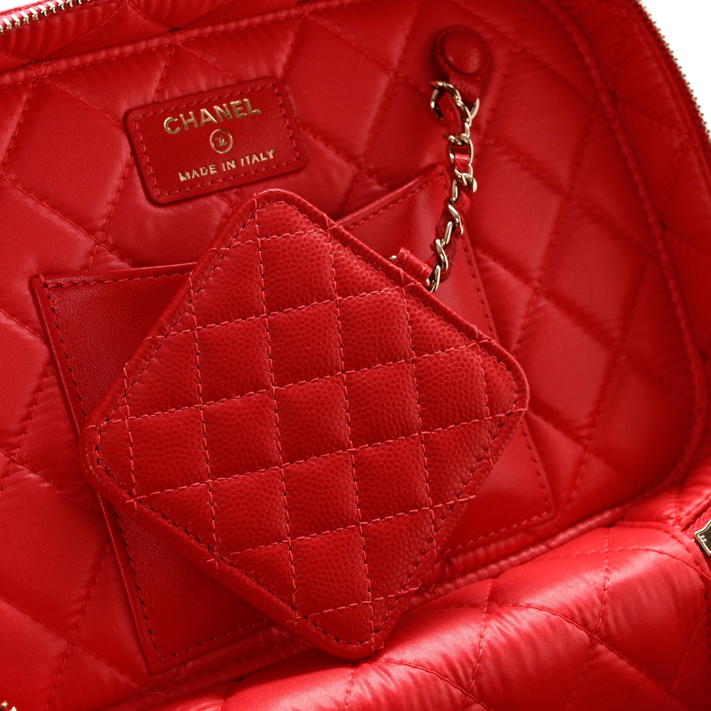 Caviar Quilted Large Vanity Pouch Red