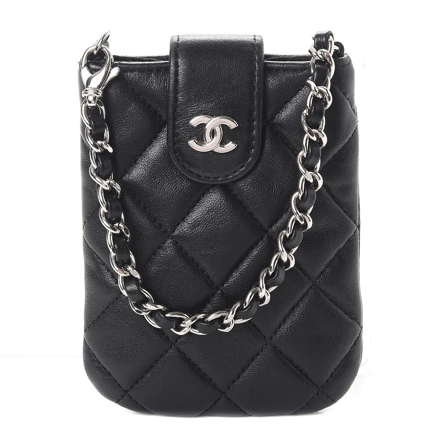 Chanel Lambskin Quilted Phone Case Black 1 of 11