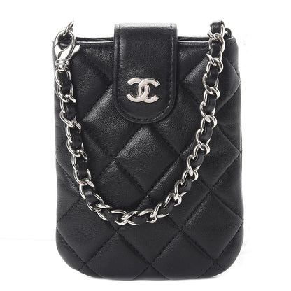 Chanel Lambskin Quilted Phone Case Black 1 of 11
