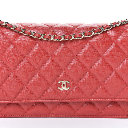 Chanel Caviar Quilted Wallet on Chain WOC Red 8 of 11