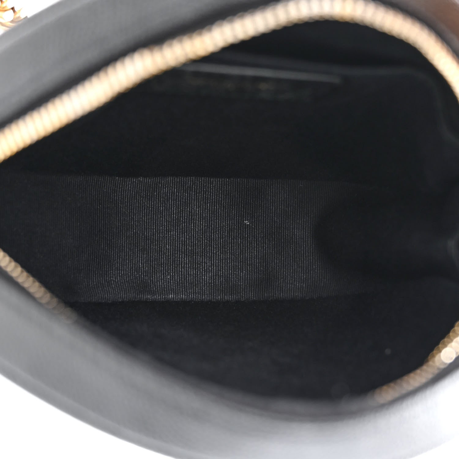 Saint Laurent Grain De Poudre Matelasse Chevron Quilted Round Vinyle Camera Bag Black 5 of 11