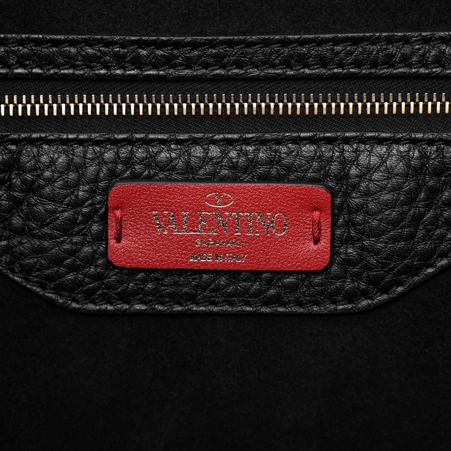 Grained Calfskin Rockstud Shoulder Tote Black
