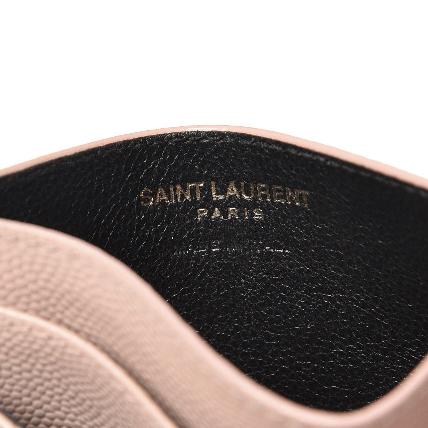 Saint Laurent Grain De Poudre Matelasse Chevron Monogram Credit Card Case Pale Blush 6 of 9
