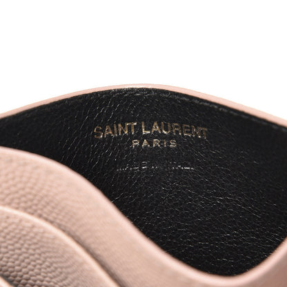 Saint Laurent Grain De Poudre Matelasse Chevron Monogram Credit Card Case Pale Blush 6 of 9