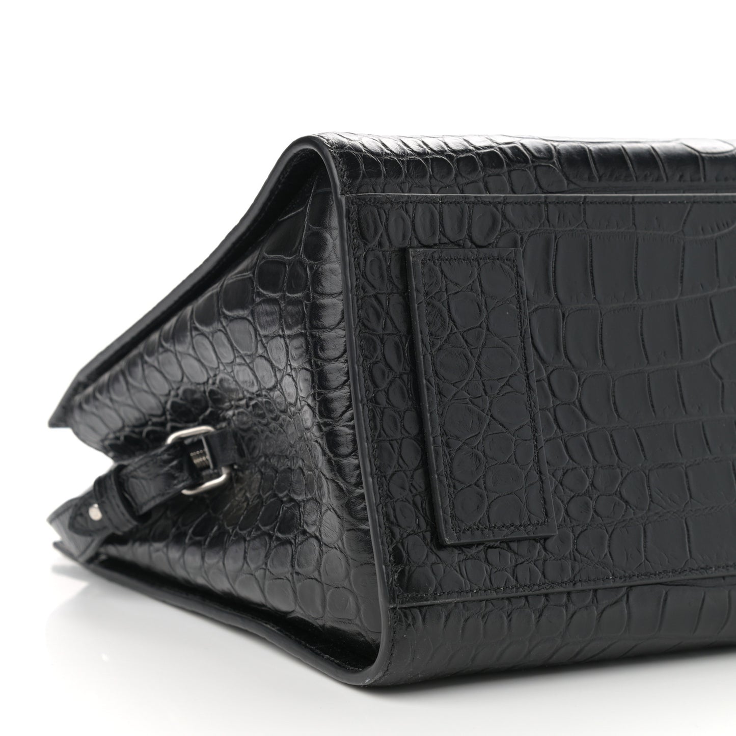 Calfskin Crocodile Embossed Large Jane Tote Bag Black