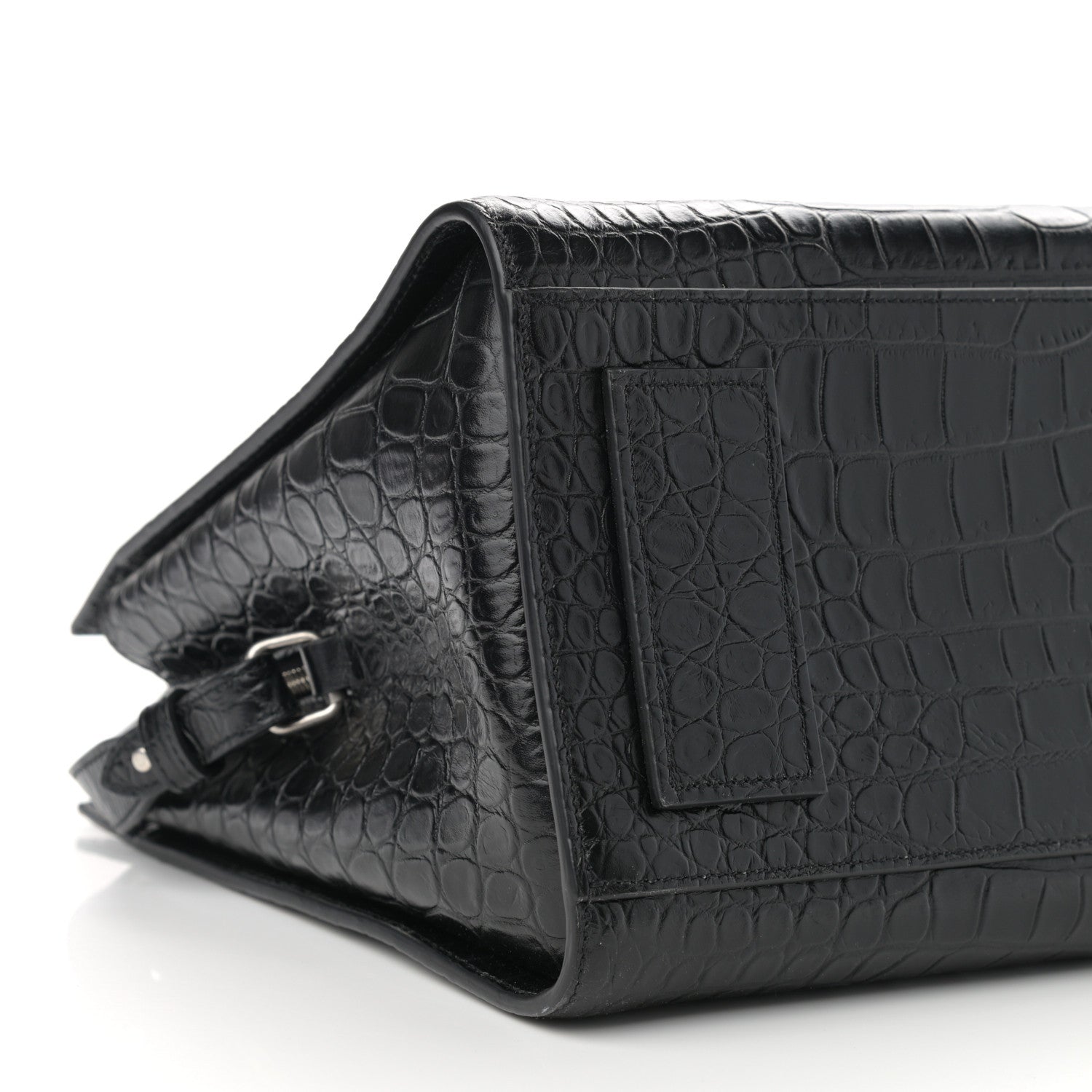 Saint Laurent Calfskin Crocodile Embossed Large Jane Tote Bag Black 9 of 10