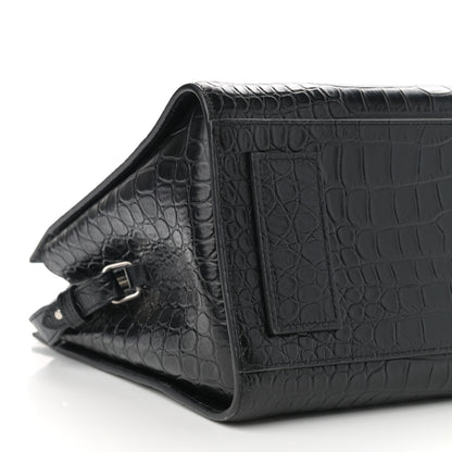 Saint Laurent Calfskin Crocodile Embossed Large Jane Tote Bag Black 9 of 10