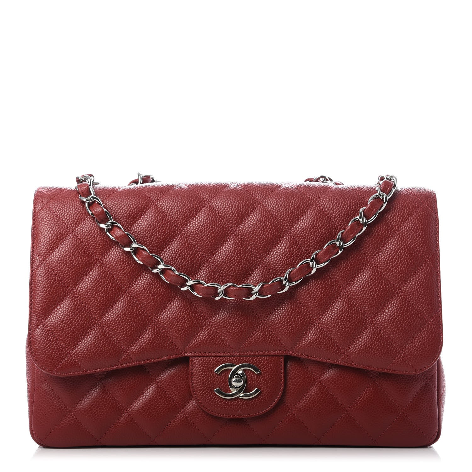 Chanel Caviar Quilted Jumbo Single Flap Red 1 of 10