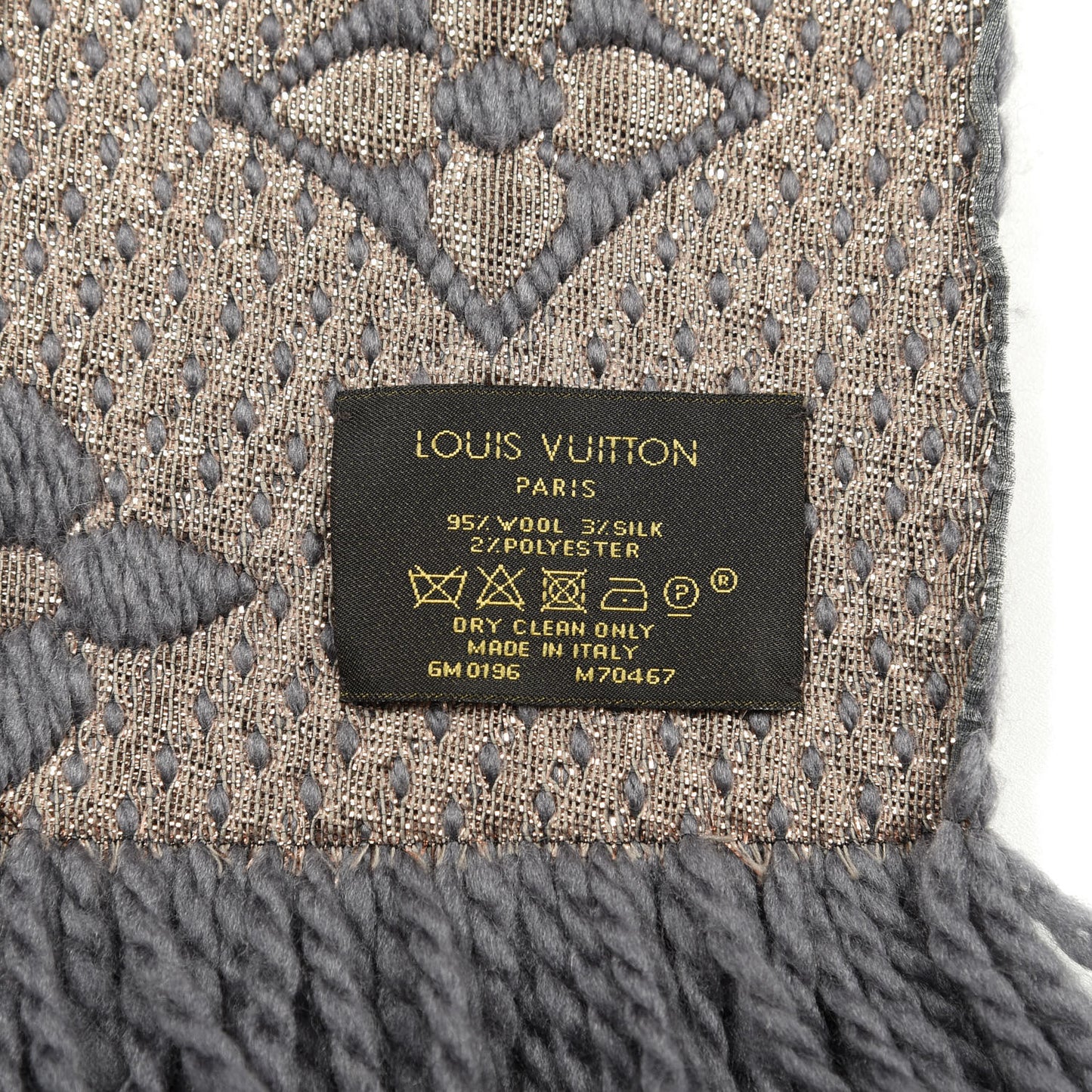 Wool Silk Logomania Shine Scarf Gris