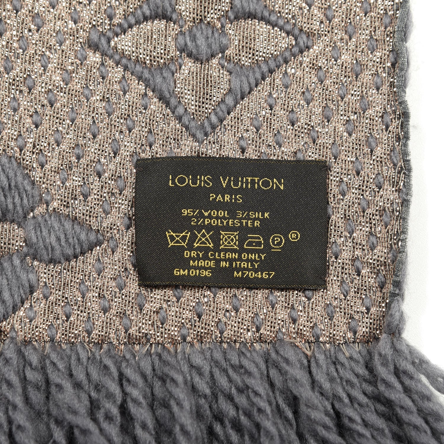 Louis Vuitton Wool Silk Logomania Shine Scarf Gris 3 of 3