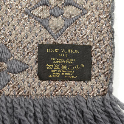 Louis Vuitton Wool Silk Logomania Shine Scarf Gris 3 of 3