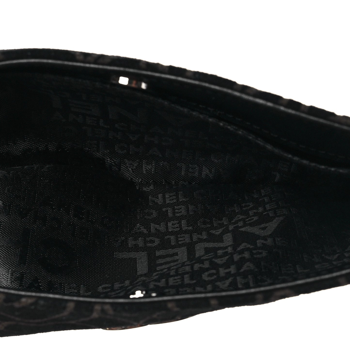 Suede Camellia Embossed Clutch Bag Black