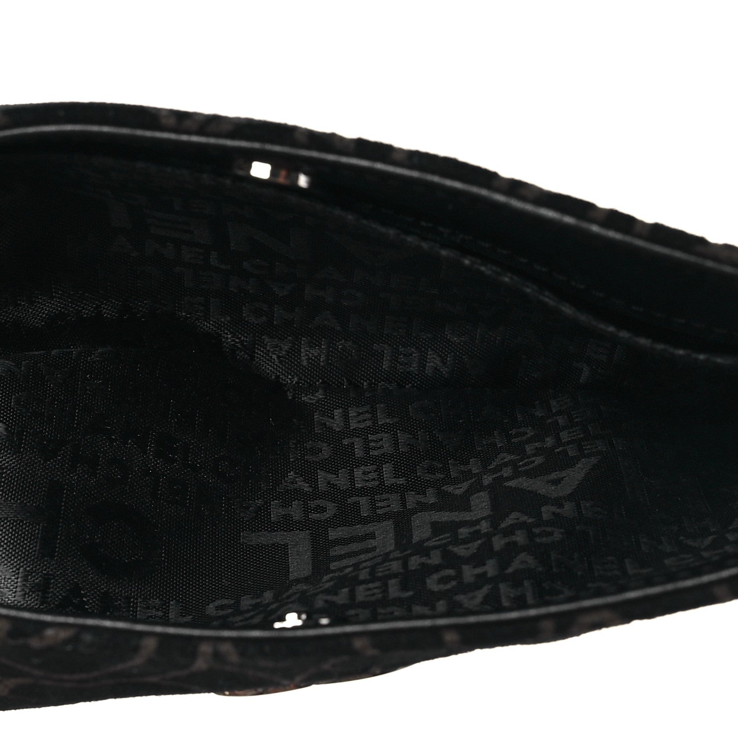 Chanel Suede Camellia Embossed Clutch Bag Black 4 of 7