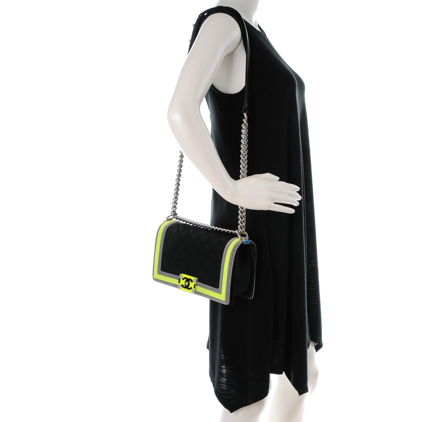 Canvas Quilted Medium Fluo Boy Flap Black Grey Yellow