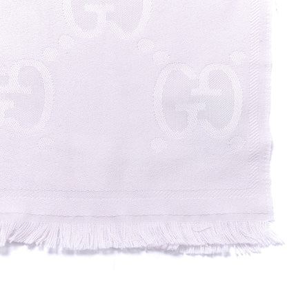 Gucci Wool Silk Jacquard GG Monogram Scarf Pearl 3 of 4