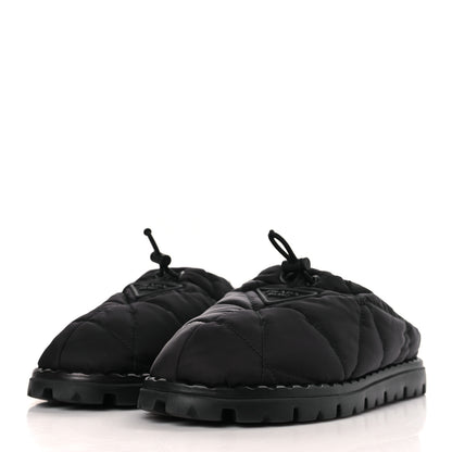 Prada Re-Nylon Piuma Triangle Logo Padded Drawcord Rush 20mm Slippers 39.5 Black 3 of 9