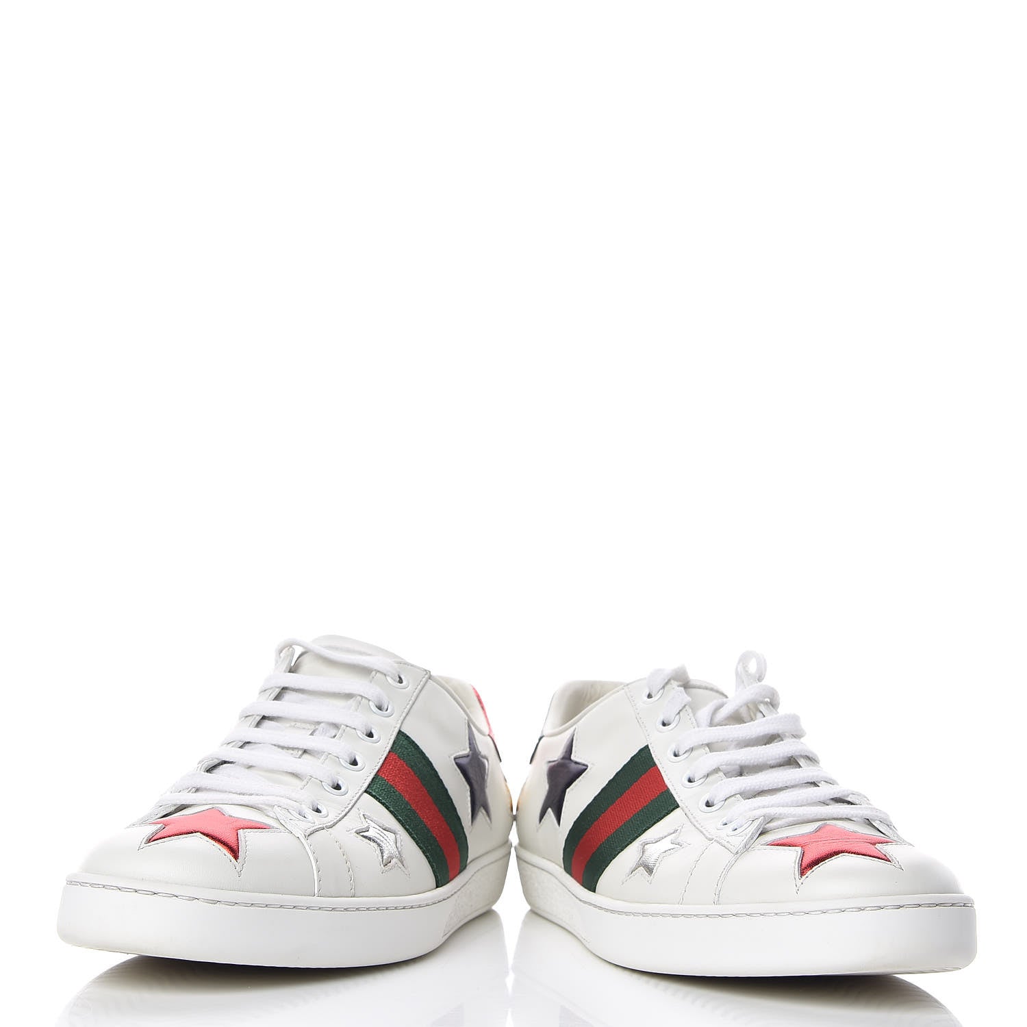Gucci Calfskin Ayers Web Star Embroidered Womens Ace Sneakers 38 White Multi 6 of 14