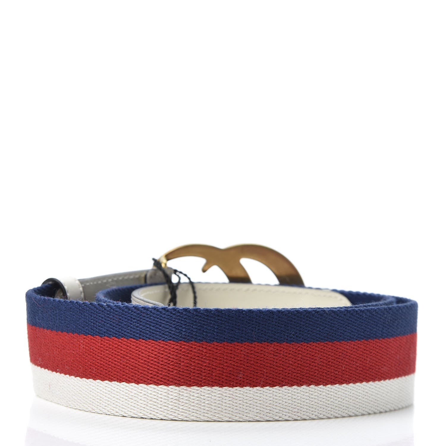 Gucci Nylon Calfskin Sylvie Web Double G 40mm Belt 90 36 Mystic White Hibiscus Red Maritime 2 of 3