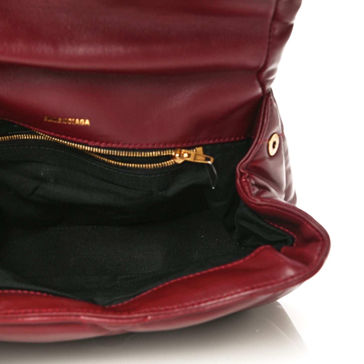 Nappa Calfskin Quilted Touch B Puffy Clutch Dark Red