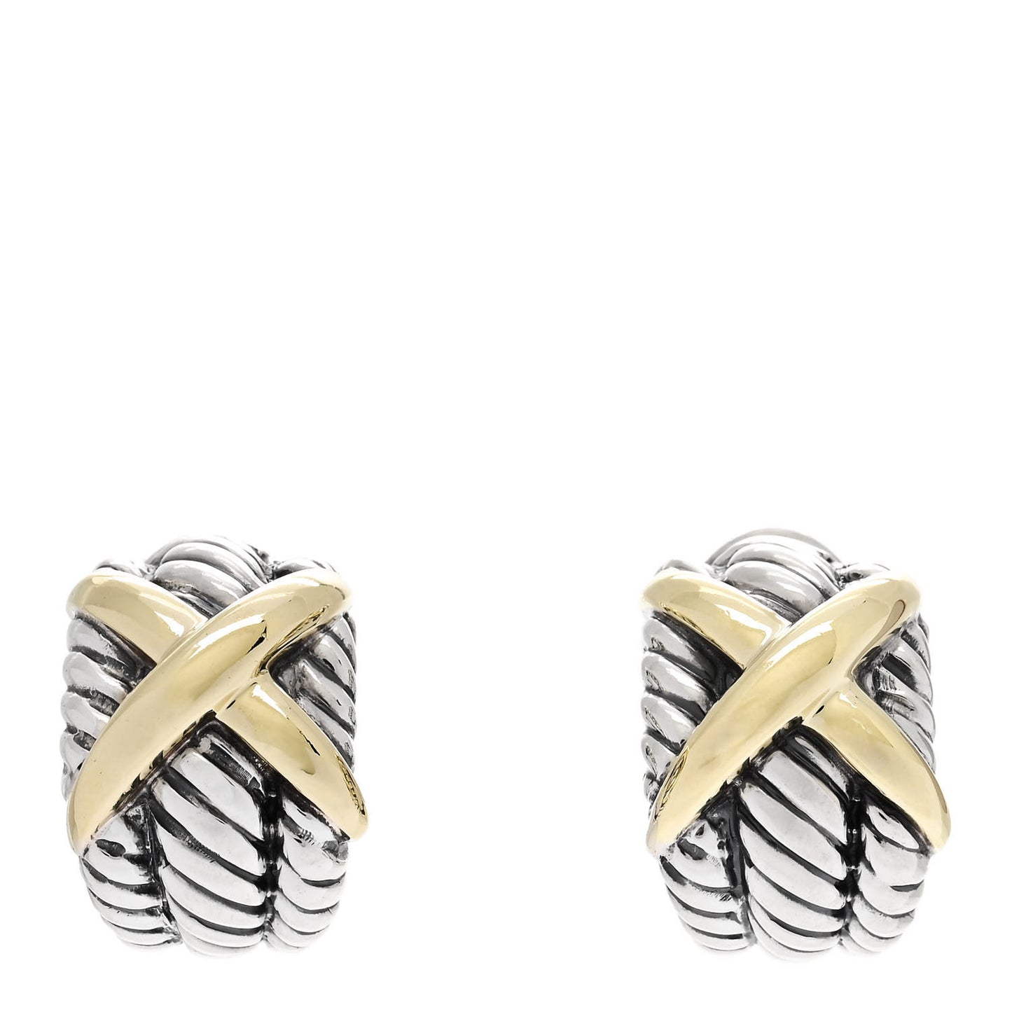 Sterling Silver 14K Yellow Gold Cable Classics X Clip On Earrings