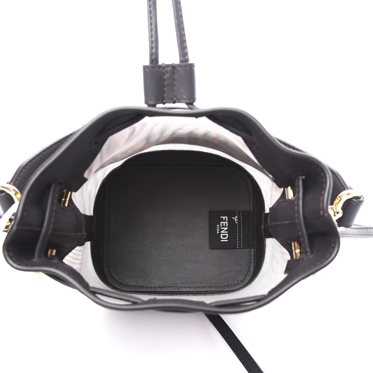 Fendi Mesh Vitello Grace F is FF 1974 Mini Mon Tresor Bucket Bag Marrone Black Ebano 4 of 12