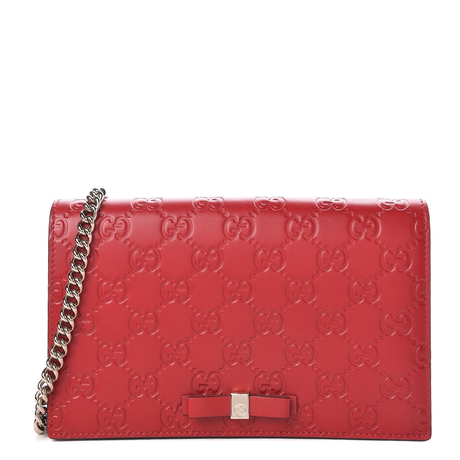 Gucci Guccissima Signature Bowy Chain Wallet Hibiscus Red 1 of 10