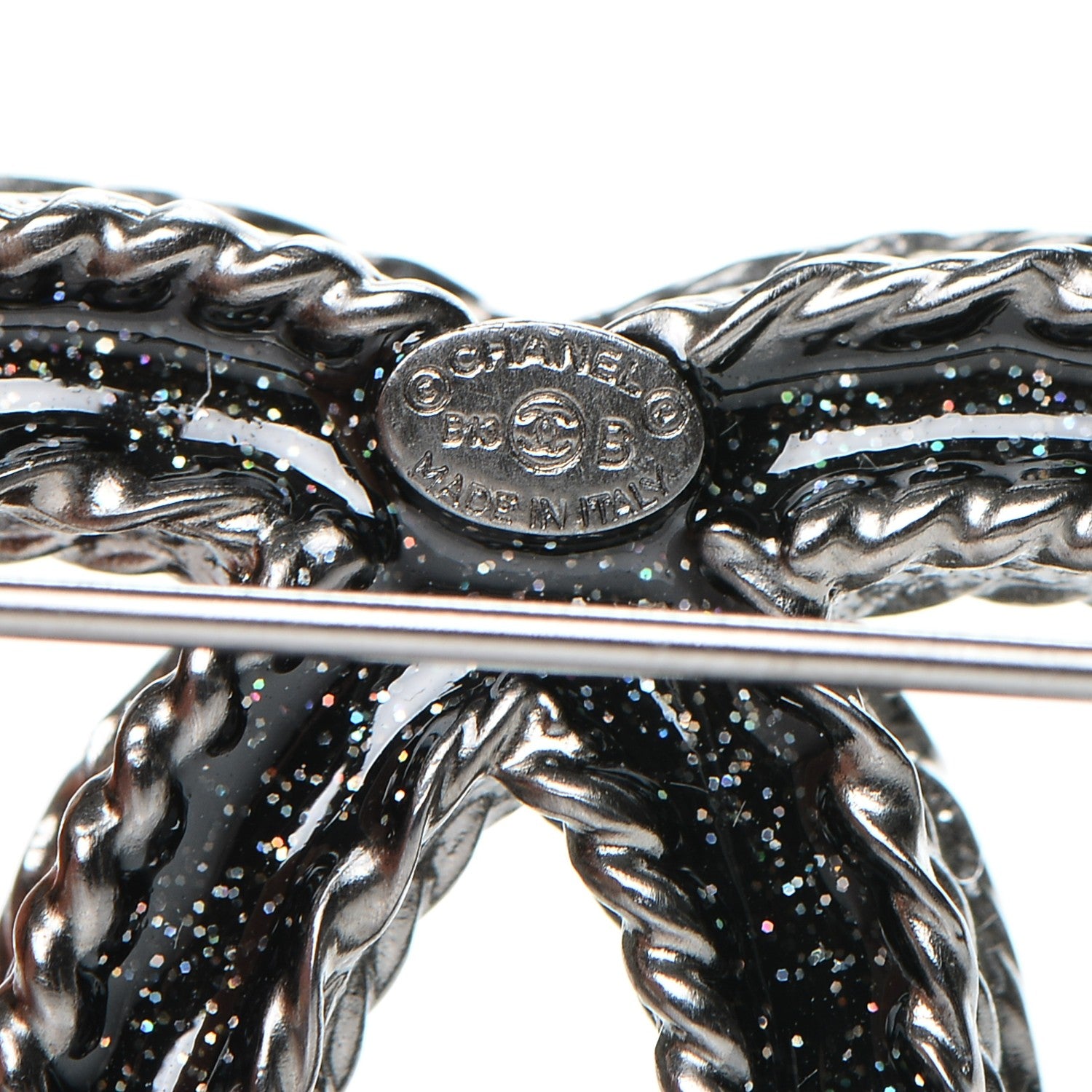 Chanel Ruthenium Crystal CC Brooch Black 4 of 4