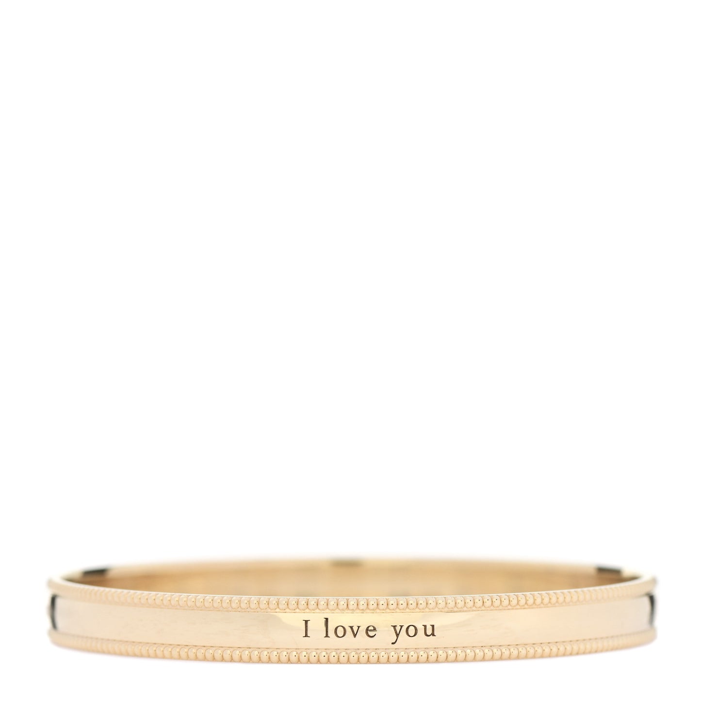 18K Yellow Gold 'I Love You' Milgrain Bangle Bracelet