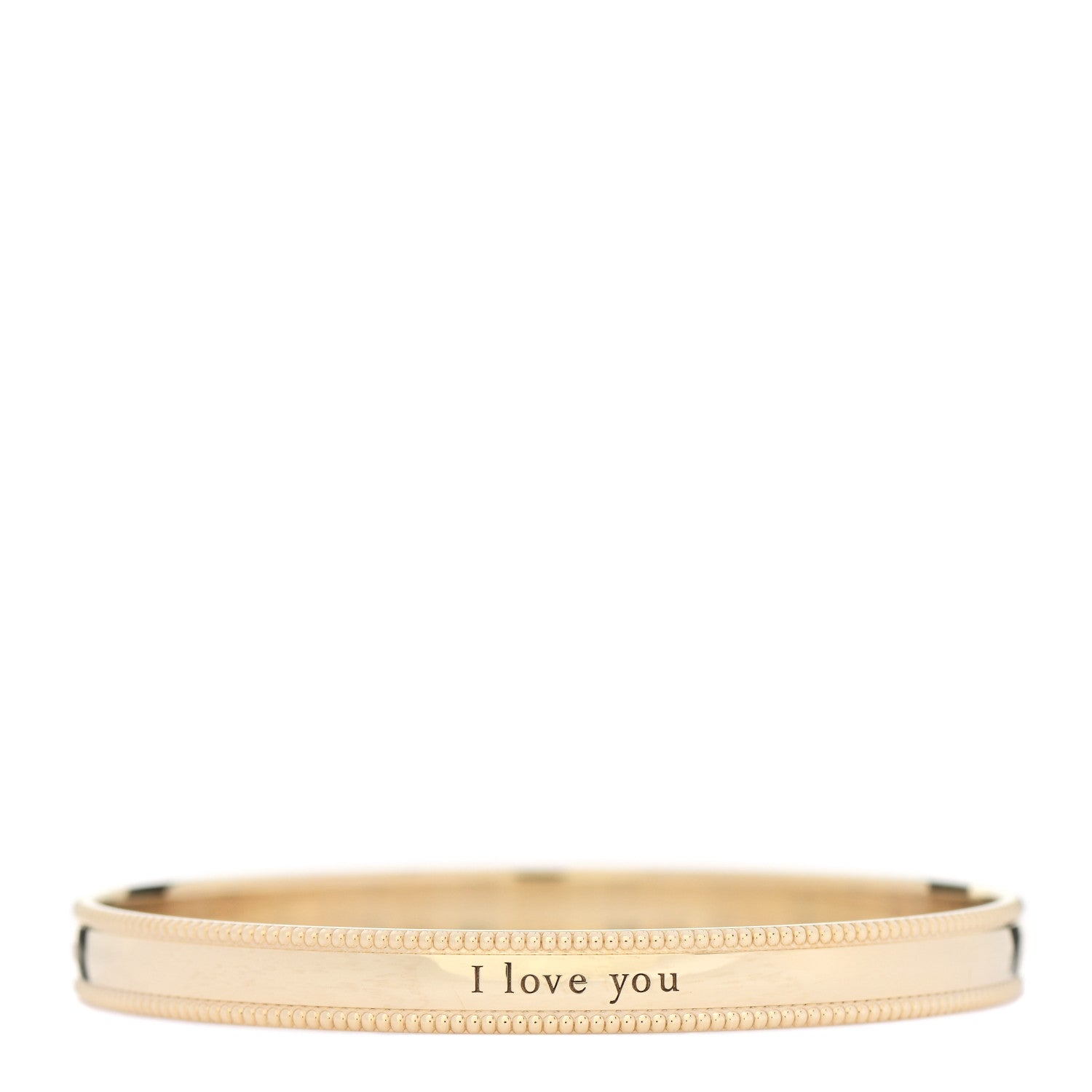 Tiffany 18K Yellow Gold 'I Love You' Milgrain Bangle Bracelet 2 of 4
