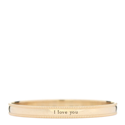 Tiffany 18K Yellow Gold 'I Love You' Milgrain Bangle Bracelet 2 of 4