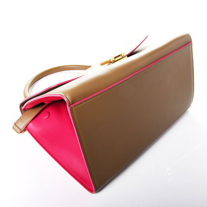 Celine Smooth Calfskin Small Bi-Color Trapeze Taupe Fuchsia 5 of 11