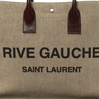 Saint Laurent Linen Calfskin Rive Gauche Tote Natural 8 of 11