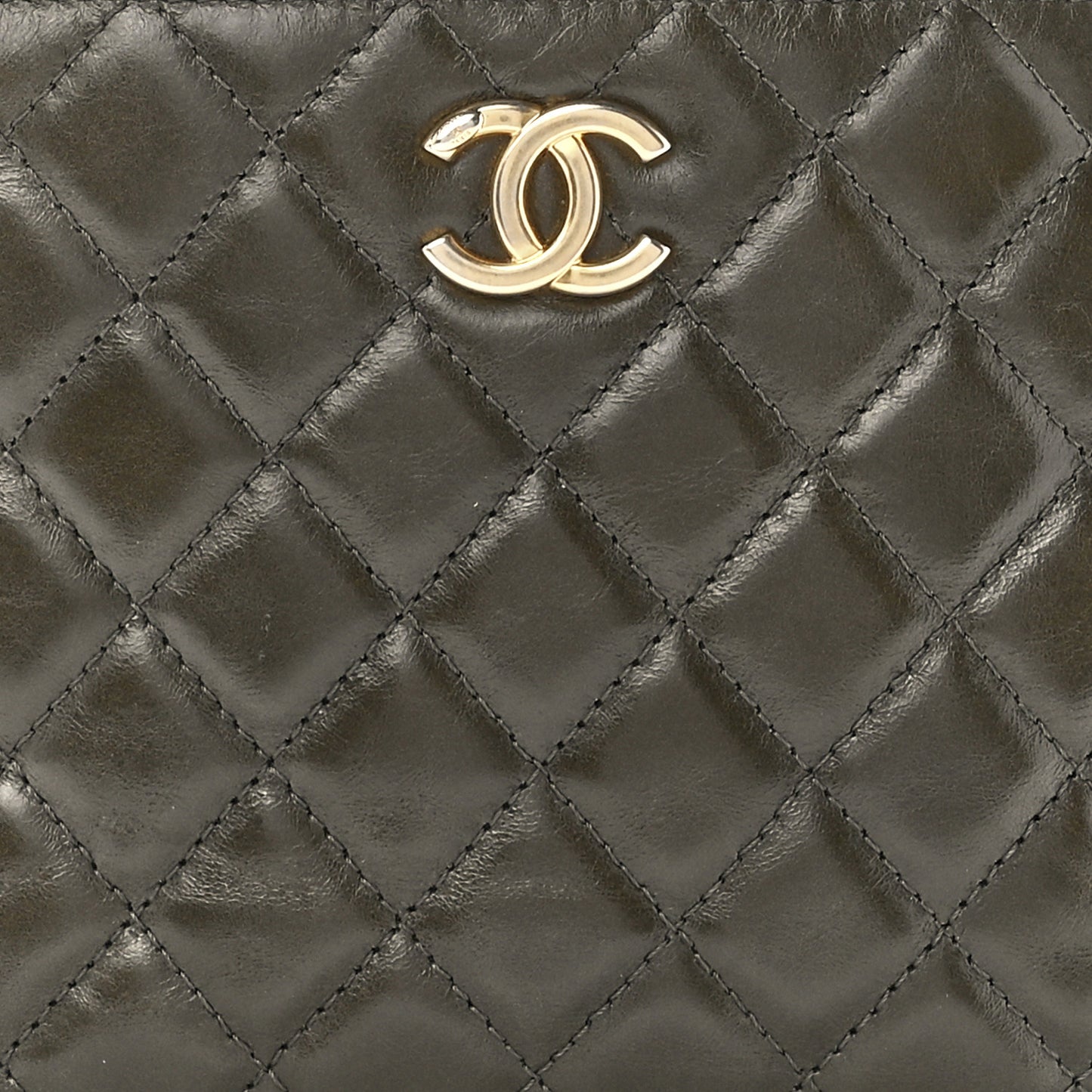 Calfskin Quilted CC Camera Case Green