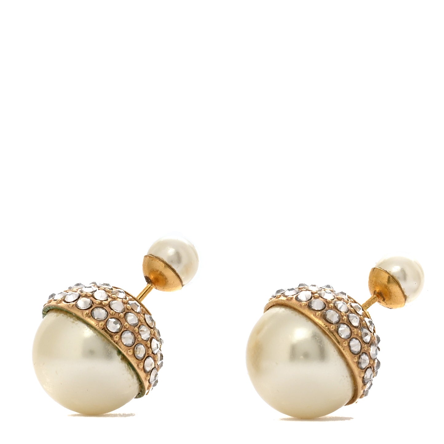 Crystal Pearl Dior Tribales Earrings Gold