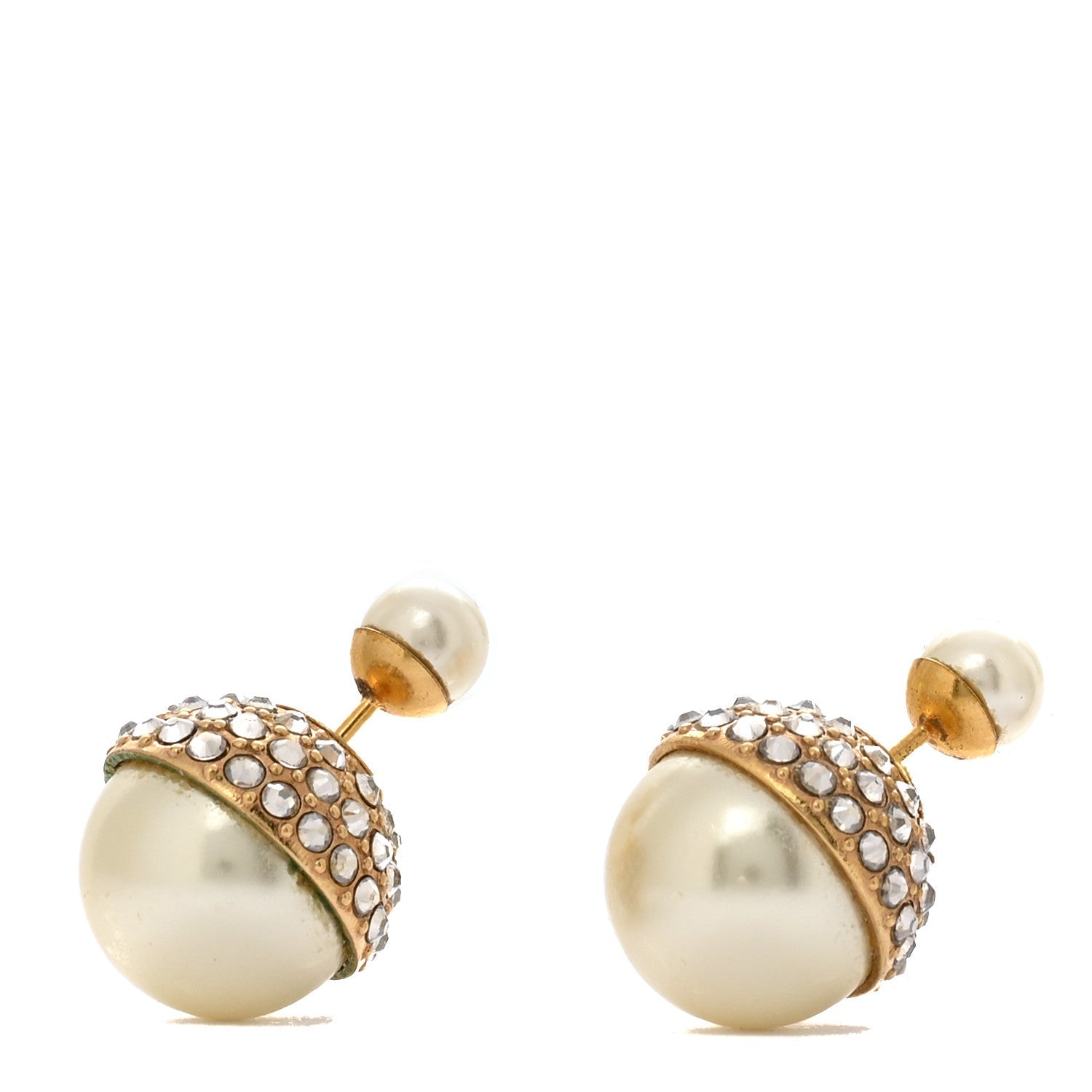 Christian Dior Crystal Pearl Dior Tribales Earrings Gold 1 of 6