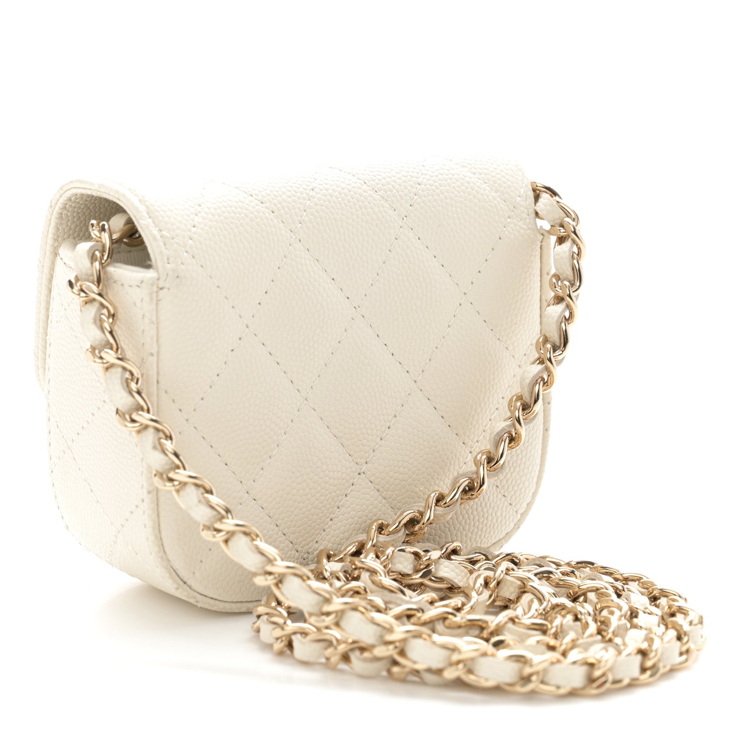 Chanel Caviar Quilted Mini Clutch With Chain White 3 of 12