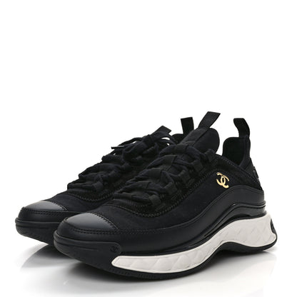 Chanel Velvet Calfskin Mixed Fibers CC Sneakers 38 Black 3 of 10